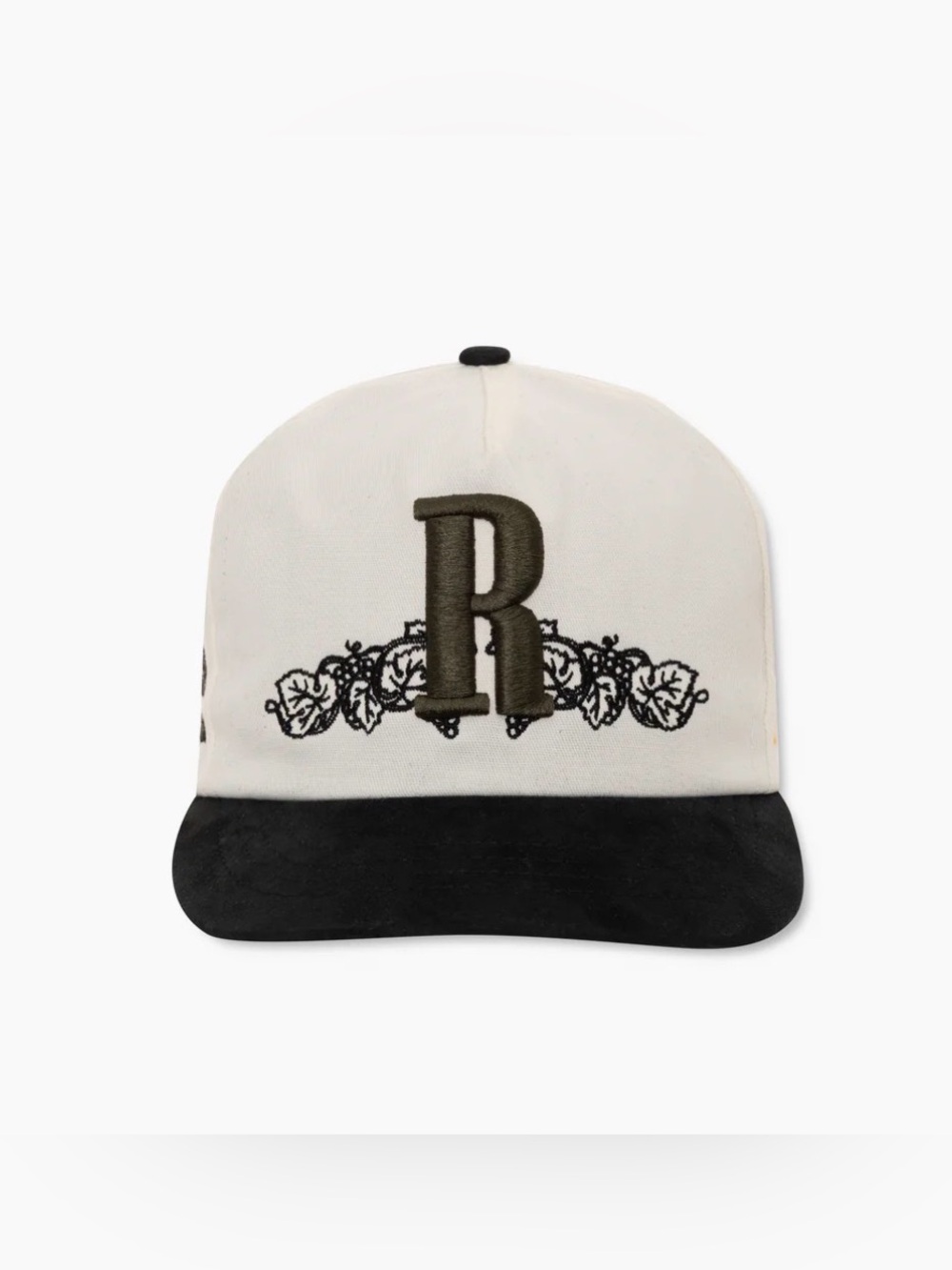 RHUDE X DOMAINE CHAVY-CHOUET R LOGO HAT CREAM / BLACK ONE SIZE 100% COTTON CAP